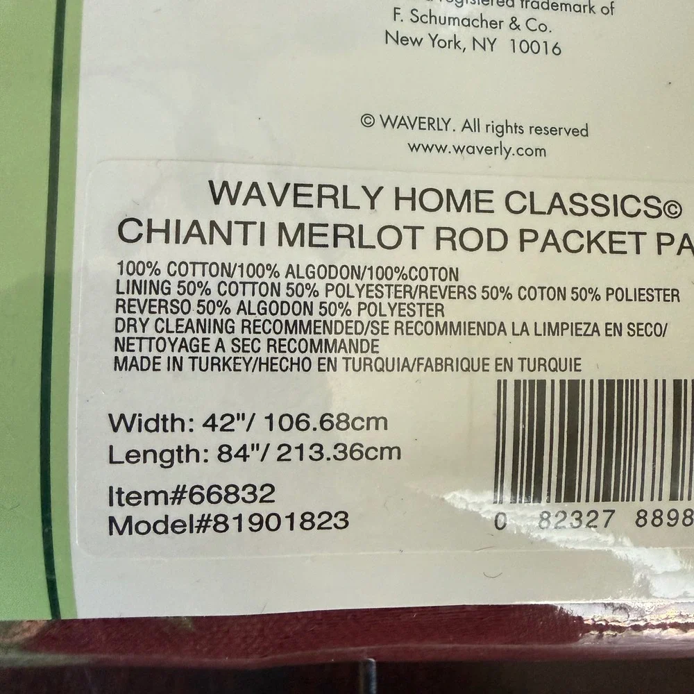2 Waverly Home Classics Chianti Merlot Floral Rod Pocket Curtain Panels 42x84